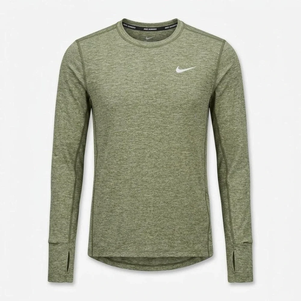 Unisex Nike Dri-Fit green long sleeve running top
